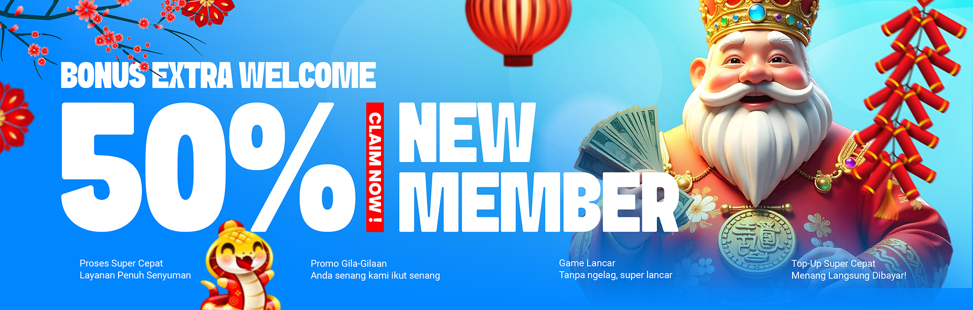 BONUS WELCOME NEW MEMBER 50%