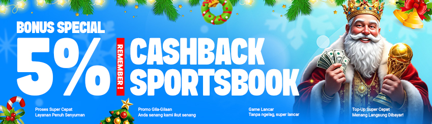 BENEFIT MEMBER KOMISI CASHBACK SPORTSBOOK MINGGUAN 5%